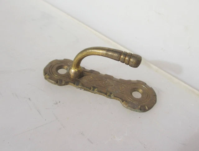 Victorian Brass Blind Tie Back Hook Hanger Bracket Antique Curtain Old Cord x1