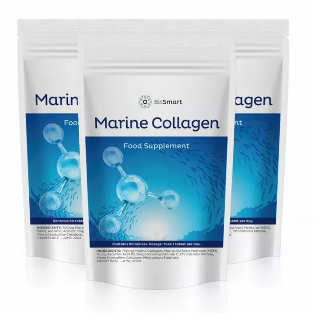 Collagen Capsules Tablets 700mg Hydrolysed Marine Type 1 Max Strength Skin Hair