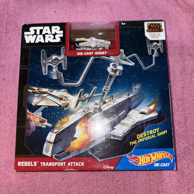 Hot Wheels Star Wars Rebels Transport Attack Playset - Ghost Starship Vs. TIE Fighters, For Ages 5+