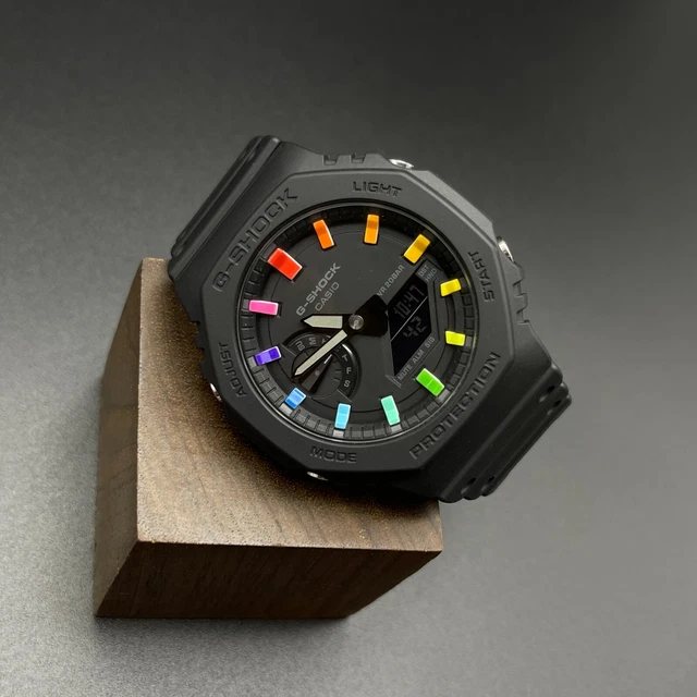 MASSGESCHNEIDERTE MODS UHR GA2100-1A1 G-SHOCK Casio Regenbogen Edition ...