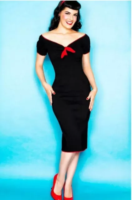 Pinup Couture Natalie Black Red Wiggle/Pencil Dress