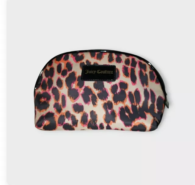 Juicy Couture Leopard Print Large Cosmetic Makeup Bag w Zipper closure