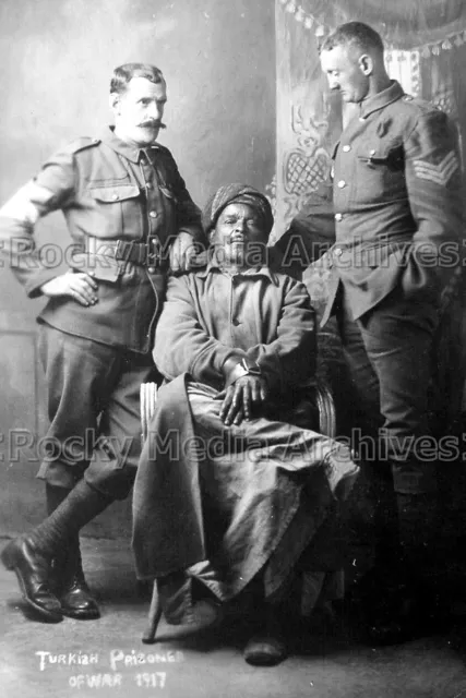 Zff-20 WWI, Turkish Prisoner Of War With British Officers 1917. Photo