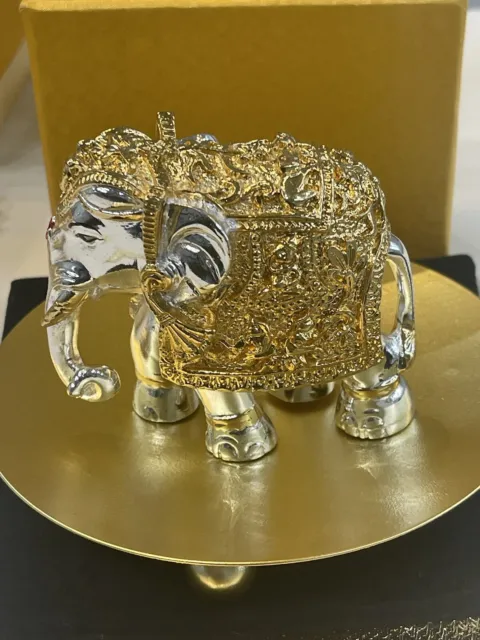 24k reines Gold und 999 rein versilbert wunderschöner glücklicher Elefant für Fülle