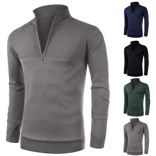 Pull homme confortable en polaire polaire col en V tricot haut zippé vert S 2XL