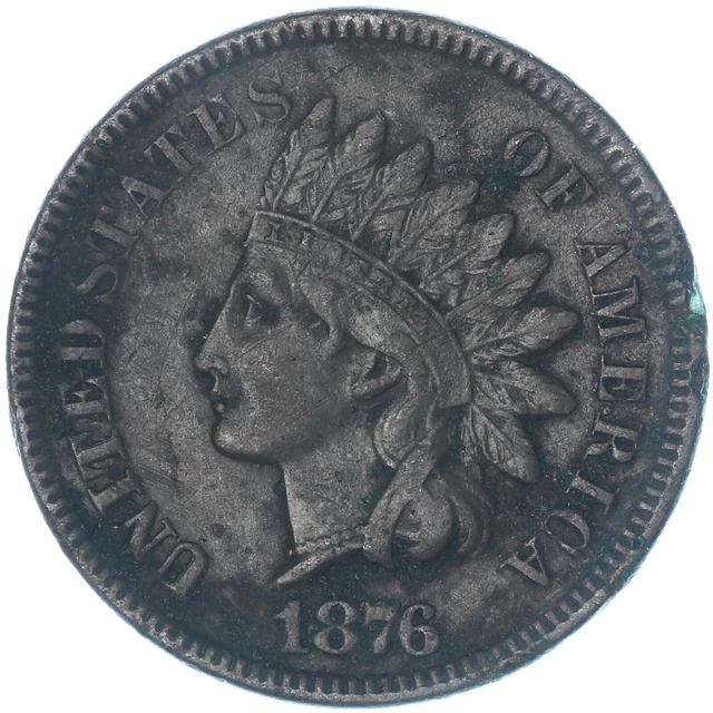 1876 Indian Head Cent Very Fine Penny XF Reverse Spots See Pics E757