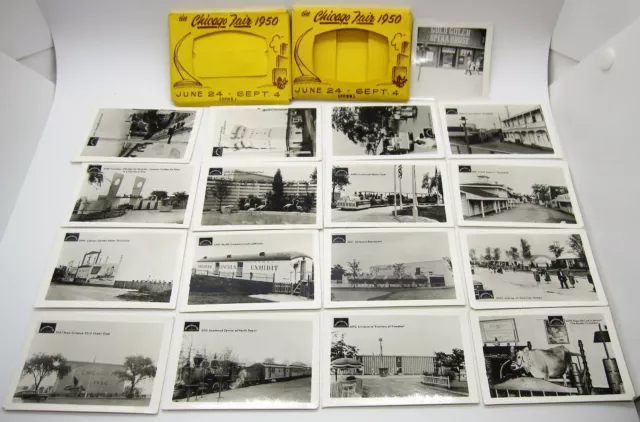 CHICAGO FAIR of 1950 Series 1 & 2 16 B&W Souvenir Photos Trains Buildings Cows +