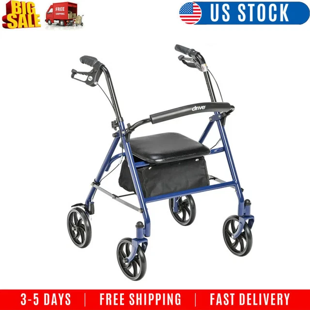 Drive Medical Four Wheel Rollator Rolling Walker with Fold Up Removable Back