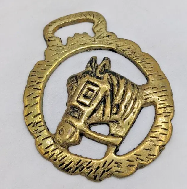 Brass Horse Medallion Vintage English Shire Work Blinders Bridle Show Parade
