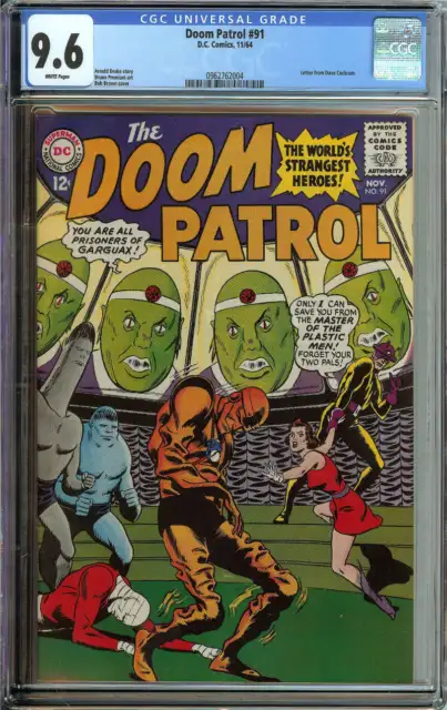 Doom Patrol #91 Cgc 9.6 White Pages // 1St Appearance Of Mento + Cockrum Letter