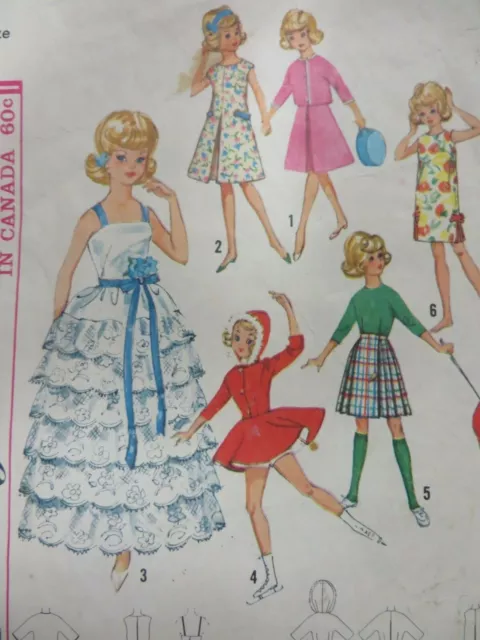 Vintage 60's Simplicity 5214 TAMMY & JAN DOLL 12" Clothes Sewing Pattern