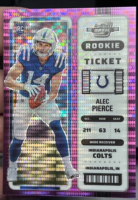 2022 Panini Contenders Optic Alec Pierce FOTL Rookie Ticket Purple Pulsar /26