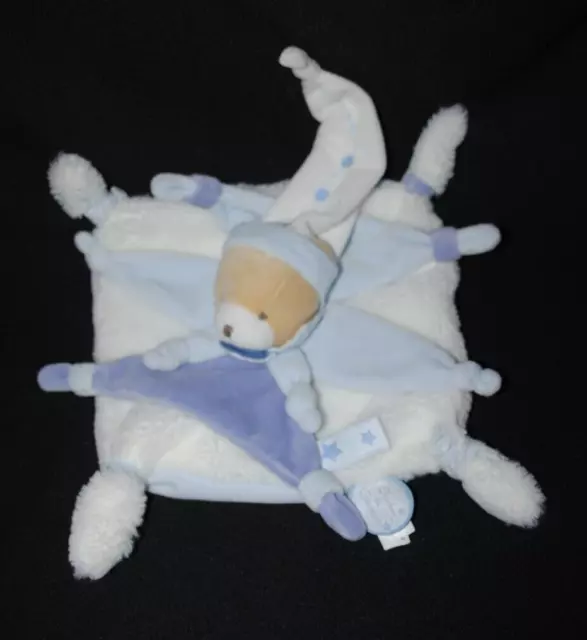 DOUDOU ET COMPAGNIE marionnette ours petit chou bleu 2 tons fourrure bonnet NEUF