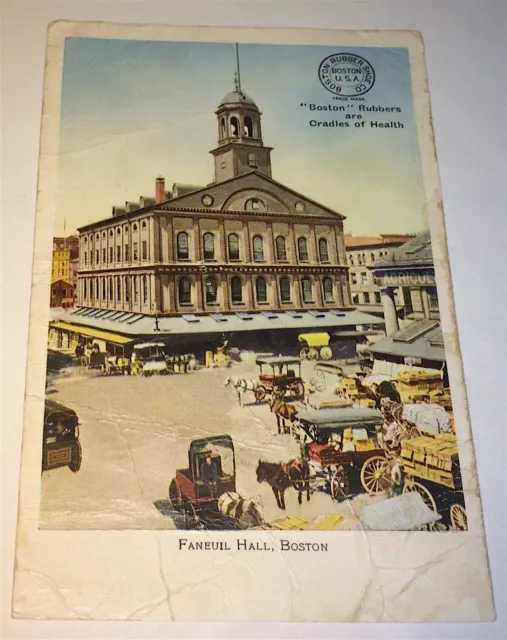 Antique American Advertising Boston Rubber Shoe Co. Faneuil Hall Boston Postcard