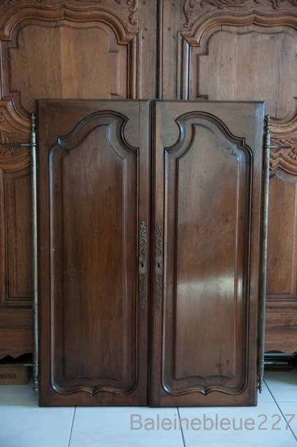Set 2 French Antique Carved Louis XV Style Architectural Panel Door Solid Walnut