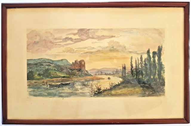 Aquarelle Vietnamienne Ancienne - Signée - 31x20 Cm - Art Asiatique XXe Siècle