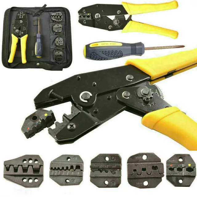 Ratchet Crimper Plier Crimping Tool Cable Wire Electrical Terminals Kit Set