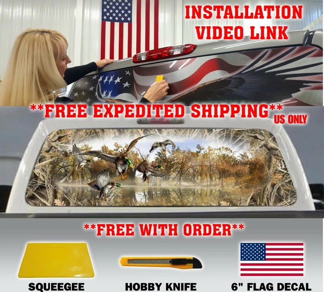 Camo Mallard Duck Pickup Truck Rear Window Graphic Decal Tint Hunter Grassland