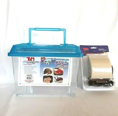 Tom pla house aquarium Fish Tank Hermit crab cage Bugs with cover Includes Light
