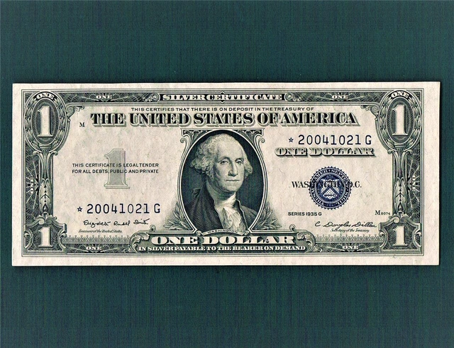 $1.00 1935G Silver Certificate "WITH Motto" Star Note~NICE Choicecu(64) and Epq