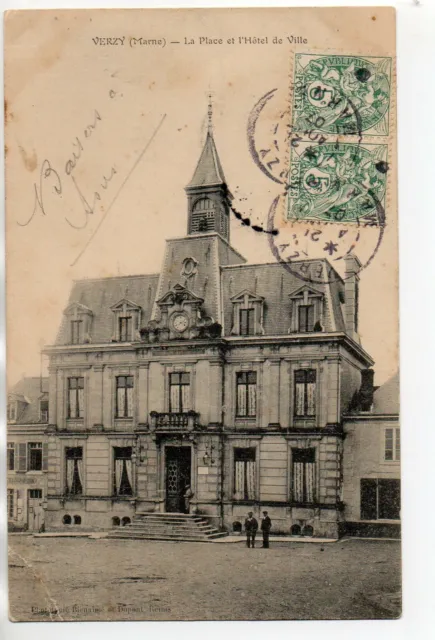 VERZY - Marne - CPA 51 - l' Hotel de ville et la place