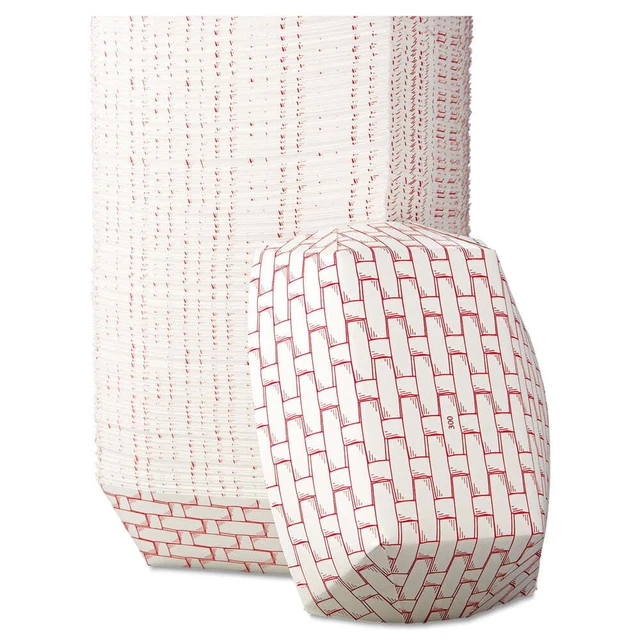 Boardwalk BWK30LAG300 3 lbs. Paper Food Baskets - Red/White (500/Carton)