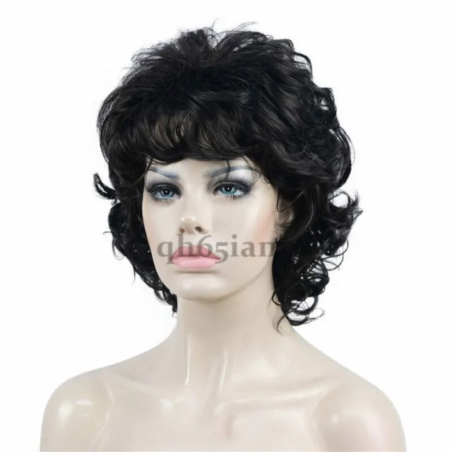 Women Ladies Real Natural Short Straight Curly Wavy Hair Wigs Cosplay Full Wig