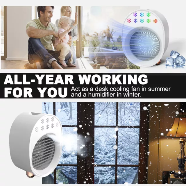 Portable Mini Air Conditioner Desktop Fan Space Cooler Humidifier Purifier USB