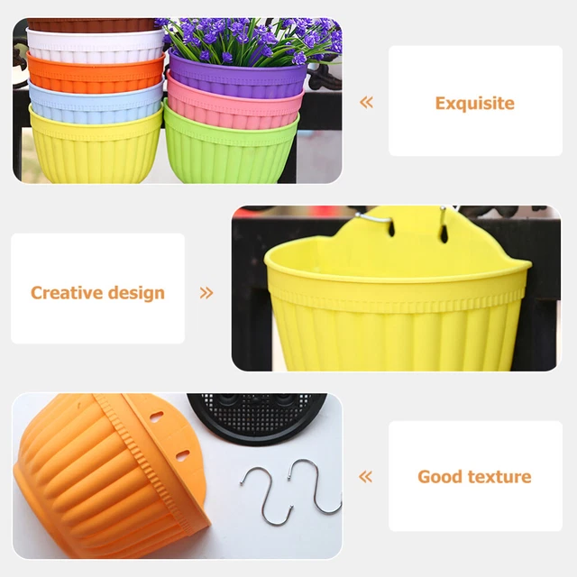 1 Set Geländer Kunststofftöpfe Gartenarbeit Hängende Pflanzer Hängen Körbe 3