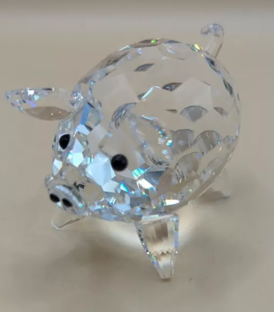 Retired Early Swarovski 3" Pig Old Logo Crystal Tail Excellent Luminous