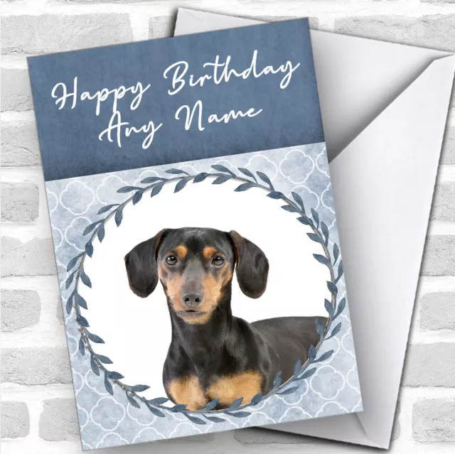 Dachshund Dog Blue Animal Personalised Birthday Card