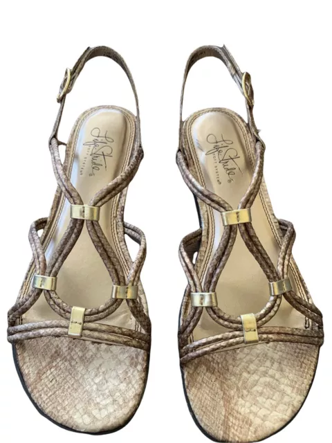 Life Stride Womens Sandals Flirt Gold Snake Flats 8.5 M New in Box 2