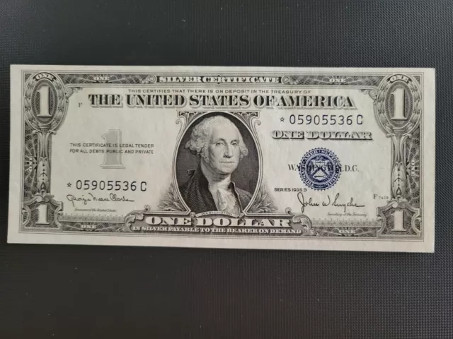 1935D *silver certificate (Narrow Back) Blue Seal