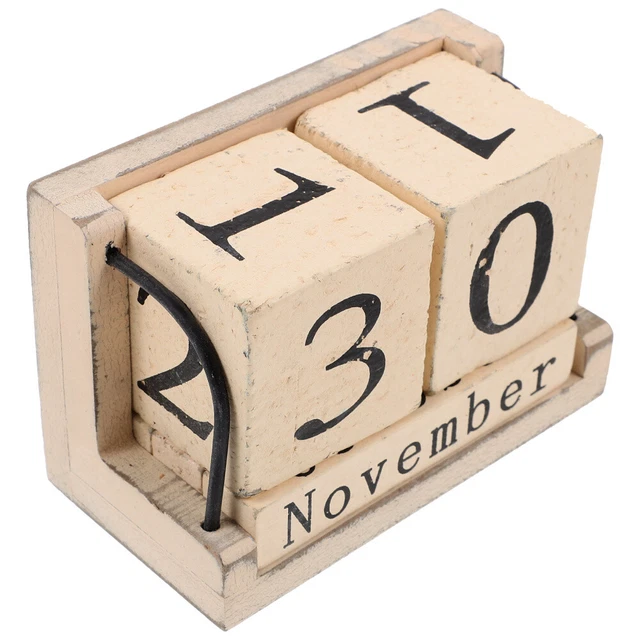 Bambus Büro Holzwürfel Kalender Countdown-Kalender Ewiger Holzblockkalender