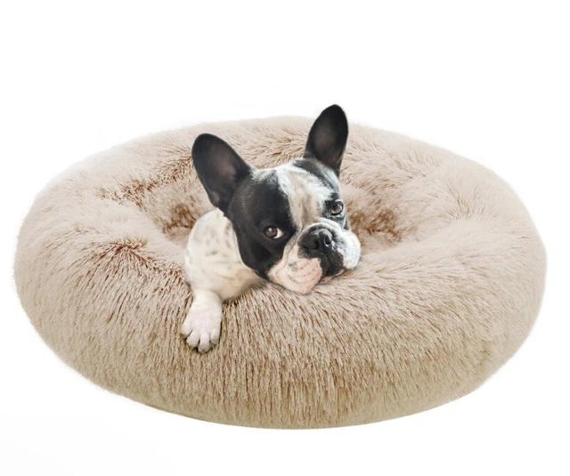Donut Pet Dog Cat Bed Plush Soft Warm Calming Sleeping Bed Kennel Ultra Fluffy