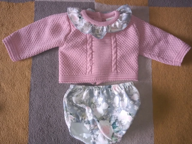 Bellissimo abito per bambine maglione e pantaloni stile vintage/spagnolo neonato ex co