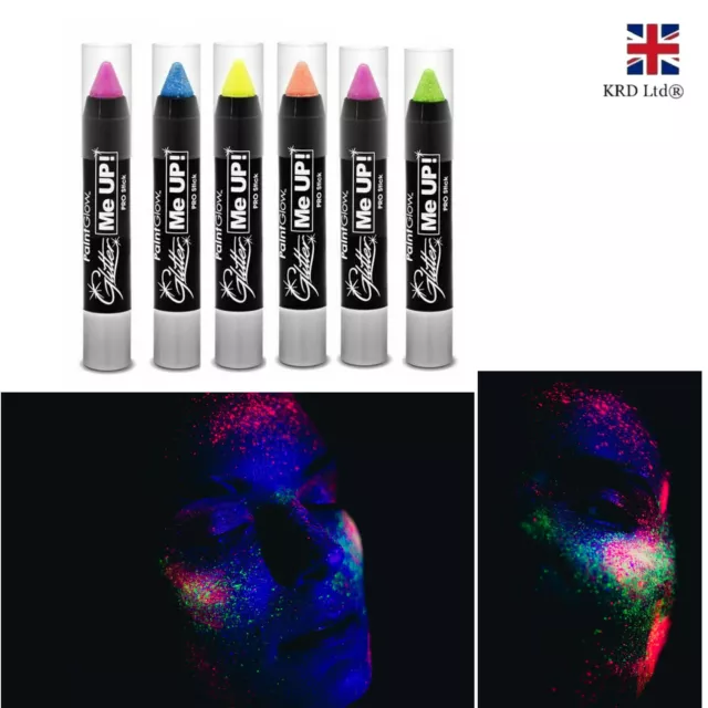 Paint Glow Glitter Me Up Pro Stick Face Body Glow Paint Fancy Dress Night Party