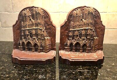 Vintage Rheims Notre Dame Cathedral Bookends