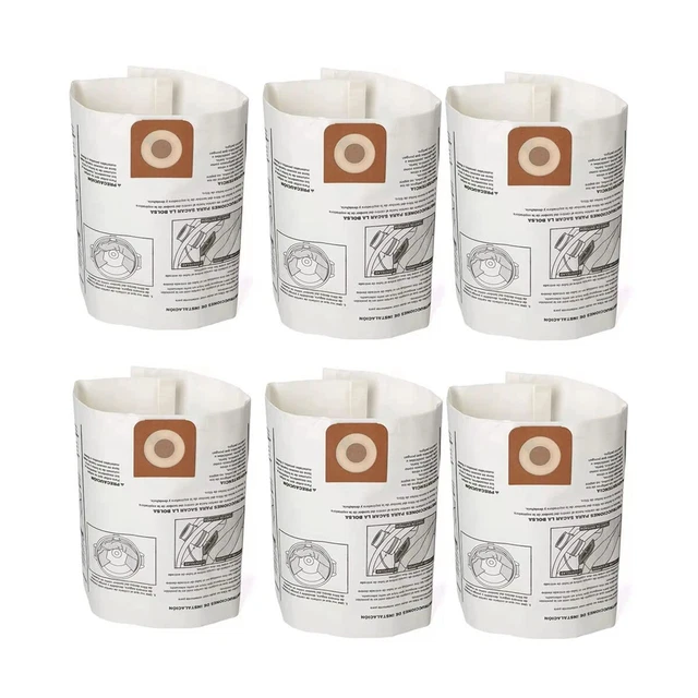Pack 6 Vacuum Bags For Craftsman 16 to 20 gallon Shop Vac and Ridgid 6 bags