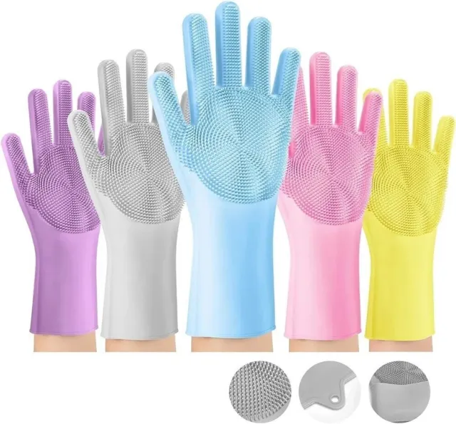 Guantes de silicona para lavar platos, guantes de limpieza de silicona,...