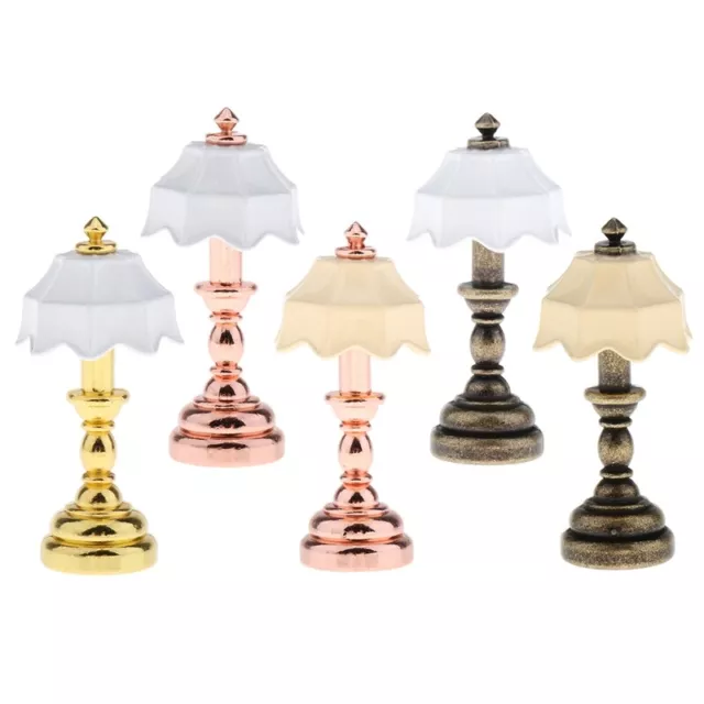 1:12 Dollhouse Miniature Furniture Umbrella Lampshade Table Lamp Light Model Toy