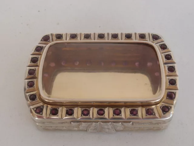 Italian Art Deco Solid Silver Gilt & Amethyst Snuff Box Cigarette Case