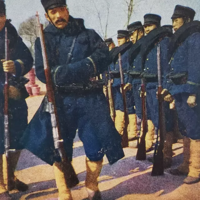 Russo-Japanese War Stereoview c1905 Manchuria China Japanese Soldiers Japan M397