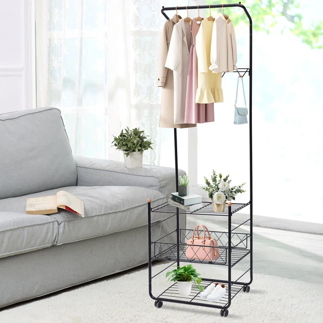 68.5" Entryway Metal Coat Rack Shoe Bench Hall Tree Storage Shoes Rack Organizer