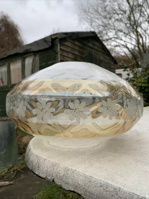 Vintage Mid Century Glass Ceiling Pendant Light Shade. UFO Shaped 1950/60s