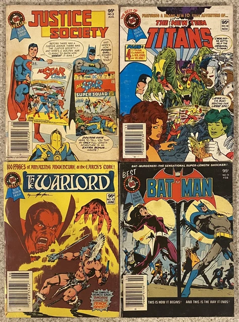 LOT of 4 1979 DC Blue Ribbon Comic Digests TITANS Batman WARLORD Justice Society