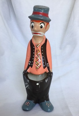 Vintage Sad Hobo Clown Cactus Planter Painted Ceramic 2