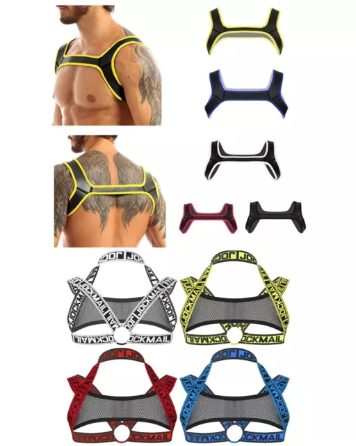 Mens Neoprene Shoulder Straps Harness Belt Muscles Protector Club Wear Costume