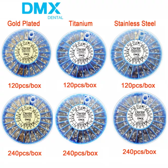 DMXDENT Dental Endo Conical Screw Post Stainless Steel / Titanium /Gold Plated