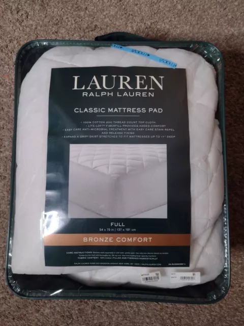 Lauren Ralph Lauren Bronze Classic Full Mattress Pad 17" White